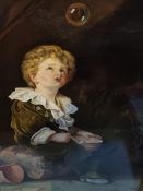 A fine over-painted print from the John Everett Millais painting know as 'Bubbles',