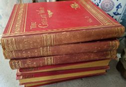 A set of six half leather bound books being Volumes 1-6 The Great War, printed 1915.