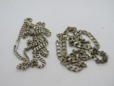 Two silver curb link chain necklaces, each hallmarked 925, total weight 47.9g.