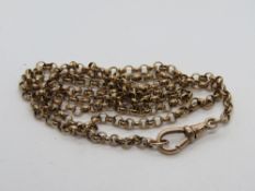 A 9ct rose gold belcher chain necklace having lobster clasp, hallmarked 375, approx 64cm in length,