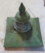 A green painted copper street lantern top approx. 45cm high 40cm wide.