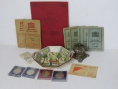 A quantity of assorted items including identity cards, ration book, post office savings book,