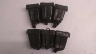 A pair of WWI German G98 leather ammo pouches, dated 1916. This lot will be available to collect
