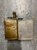 Two WWII Vickers and Maxim oil cans together with a vintage Franz Schilbach Stettin ships lantern (