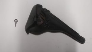 A WWI German Artillery Luger holster with take down tools. This lot will be available to collect