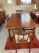 A set of five Victor B Wilkins for G-Plan 'Brasilia' teak dining chairs each with curved backrest