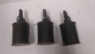 Three inert Eastern Bloc RG42 training grenades with fuses and pins.