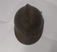 A French Adrian helmet.