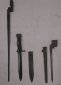Lee Enfield No4 spike bayonet and scabbard, together with a Zaztava M56 bayonet and scabbard,
