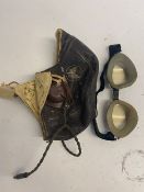 A WWII USAF B-6 pilots helmet and goggle