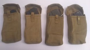 Four WWII British Bren magazine pouches,