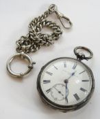 A hallmarked silver key wind open face pocket watch,