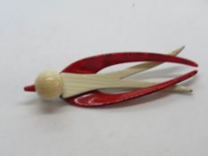 A Lea Stein Paris swift or swallow brooch,