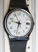 A Swatch watch in Fixing pattern, original packaging, new battery within box.