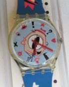 A Swatch watch in Gulp pattern, original packaging, new battery within box.
