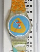 A Swatch watch in O Sole Mio pattern 1988, original packaging.