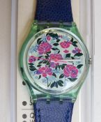 A Swatch watch in Mazzolino pattern, original packaging, new battery within box.