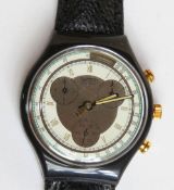 A Chrono Swatch watch in Colossal pattern, original packaging, new battery within bag.