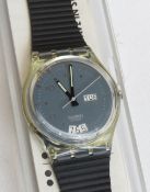 A Swatch watch in Open Windows pattern 1992, original packaging, new battery within box.