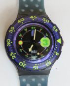 A Scuba 200 Swatch watch in Captain Nemo pattern, original packaging, new battery within box.