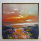 Scott Naismith (Scottish b.1978) canvas print heightened with acrylic, impressionist landscape, 62.