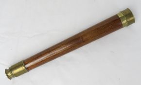 A brass and mahogany telescope marked for Geo Braham Bath.