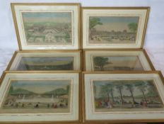 A set of six 18th century French prints including Vue du Palais des Tuilleries du Cote du Jardin,