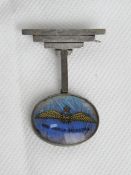 A sterling silver RAF butterfly wing sweetheart brooch.