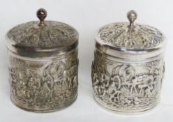 A pair of Herbert Hooikaas for Douwe Egberts c1950-60s silver plated coffee box / tea caddy,