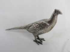 A silver plated Pheasant table decoration, approx 16.5cm in length.