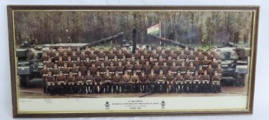 Regiment photograph in frame, D Squadron 5th Royal Inniskilling Dragoon Guards April 1985.