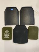 Five military body armour plates includi