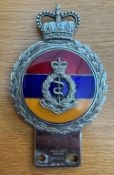 A Royal Army Medical Corps enamelled and chromium grill badge,