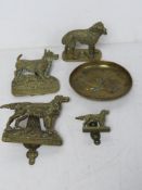 A brass English Setter door knocker together with another similar smaller,