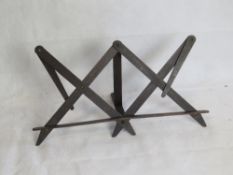 A folding tabletop music stand.