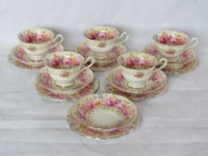 A Royal Albert part tea set, six trios - one cup deficient, in Serena pattern.