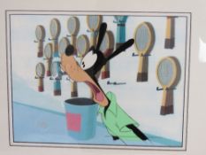 An original production cell Walt Disney Goofy dated 1987, framed, with paperwork.