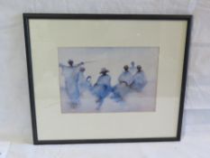 An African style print by Tony Hudson, framed and glazed.