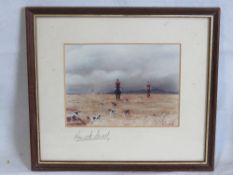 A hunting print, signed to mount lower left Kenneth Ansell, framed and glazed.
