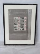 A Remembrance stamp collection, framed and glazed.