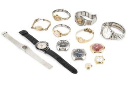 A collection of watches, to include a lady's 9ct gold bracelet watch, the circular dial signed