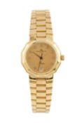 A lady's diamond set 'Riviera' bracelet watch by Baume & Mercier, the circular gilt dial with