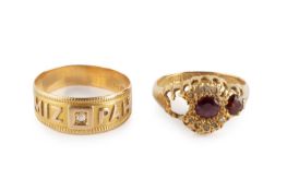 A late Victorian diamond set Mizpah ring, 18ct gold mounted, hallmarked for Birmingham 1886, and