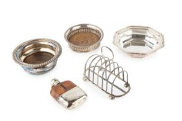 A collection of silver plated items, to include an entree dish and cover, a pair of candlesticks,