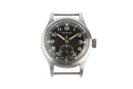 A military issue watch head by Vertex, the circular black dial with Arabic numerals, outer minute