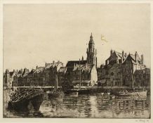Ian Strang (1886-1952) Port Town, 1913 signed and dated in pencil (in the margin) etching 30 x