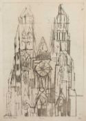 Bernard Kay (1927-2021) Tours Cathedral, 1957 11 etching proof state prints with various colour