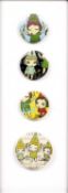 Yoshitomo Nara (b.1959) A-Z Girls four miniature inkjet portraits on tin framed, each 3cm diameter.