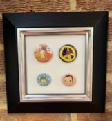 Yoshitomo Nara (b.1959) Pinky, Dots, No!Fun!, and Love & Peace four miniature inkjet portraits on