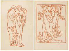 Aristide Maillol (1861-1944) Two wood engravings of Nude Lovers both 14 x 10cm, framed in one